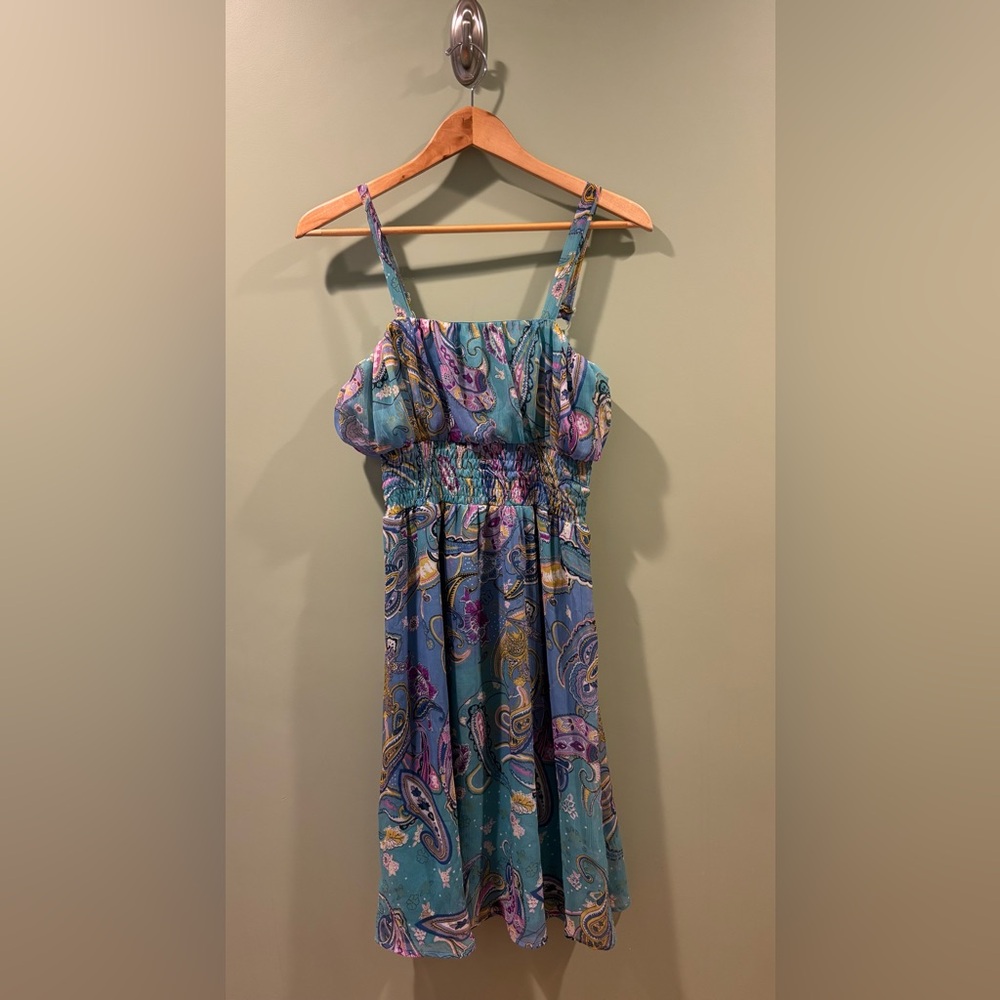 Daytrip Blue and Purple Floral Smocked Sun Dress